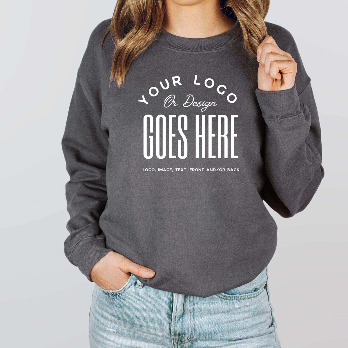 Tobacco-colored Winks Design Studio LLC crewneck sweatshirt with custom design, featuring soft fabric and comfortable fit.