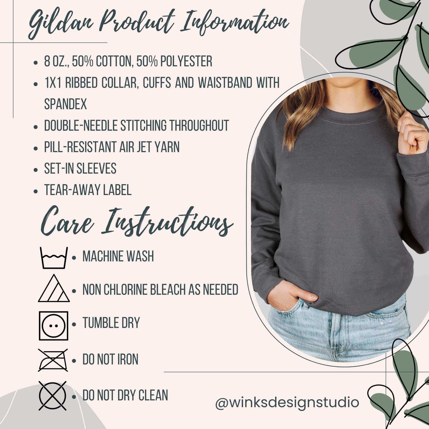 Eucalyptus Flower Crewneck Sweatshirt - Women’s Green Cottagecore Shirt, Botanical Plant Gift - Winks Design Studio,LLC