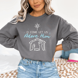 O Come Let Us Adore Him Nativity Crewneck Sweatshirt - Winks Design Studio,LLC