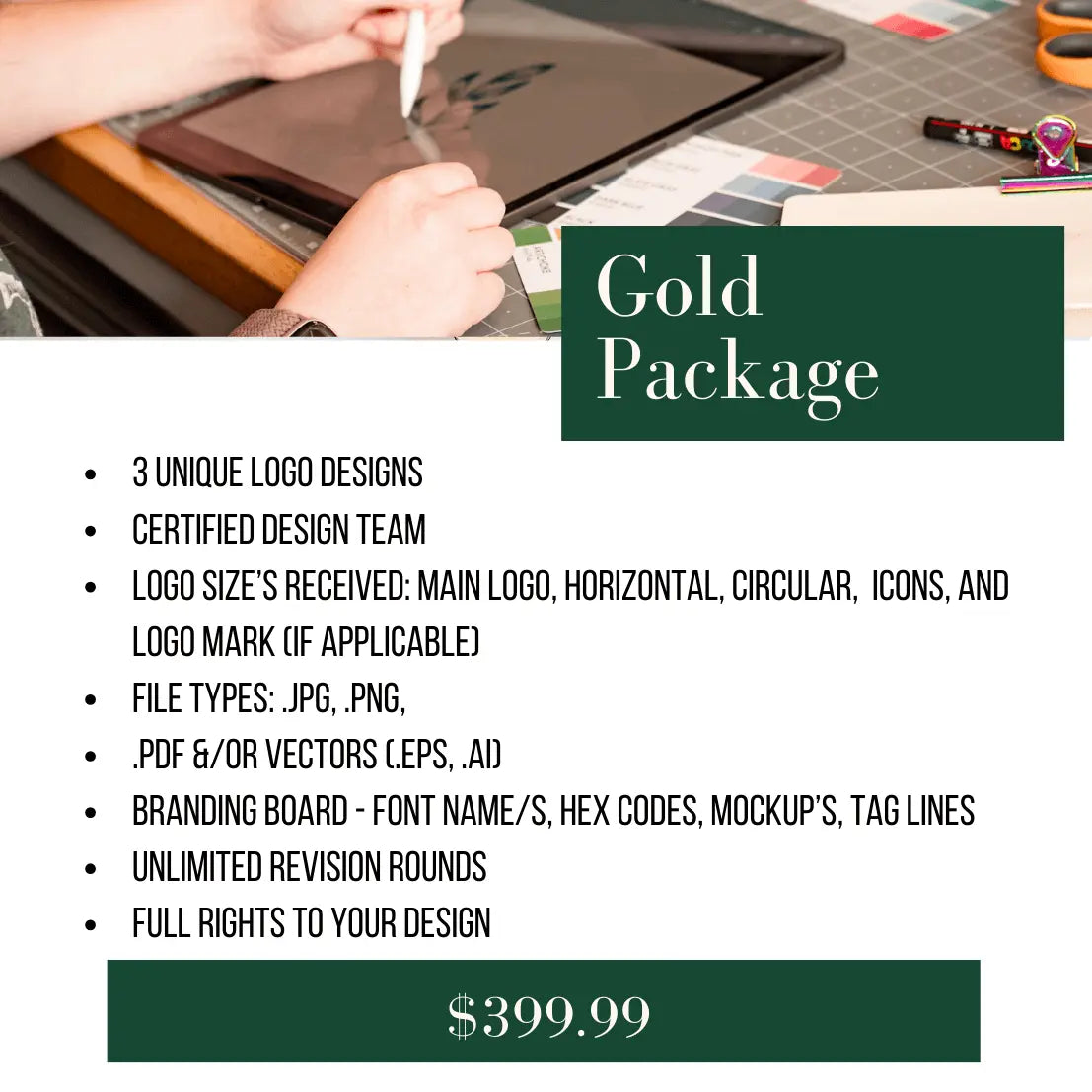 Digital logo design package by Winks Design Studio, LLC showing custom logo revisions and branding options.