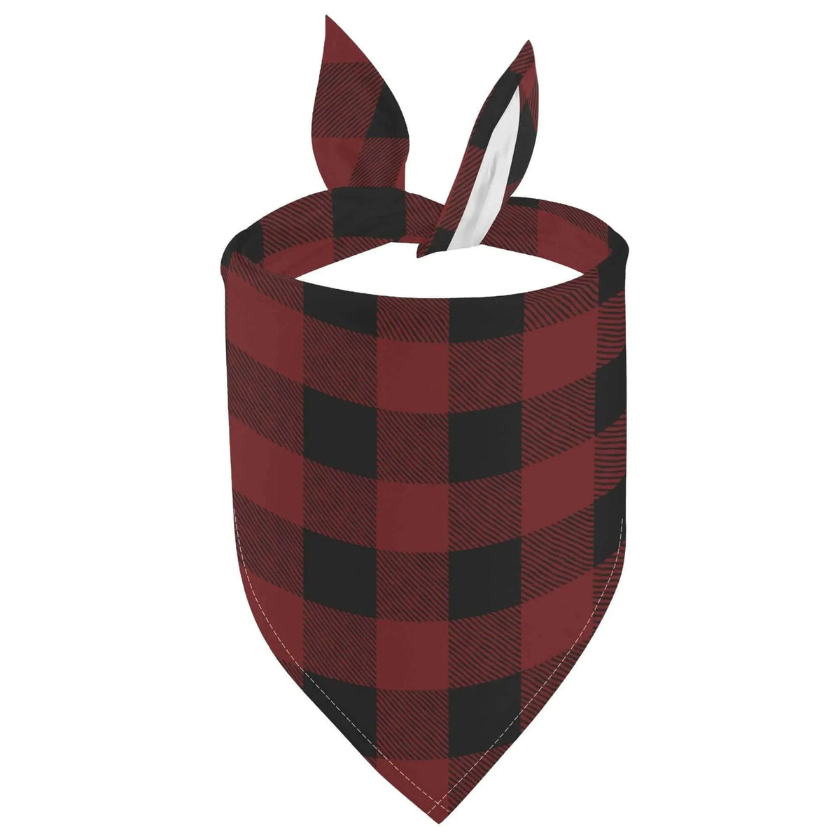 Red Buffalo Plaid Dog Bandana by Winks Design Studio, LLC, featuring classic plaid pattern on a stylish pet accessory.