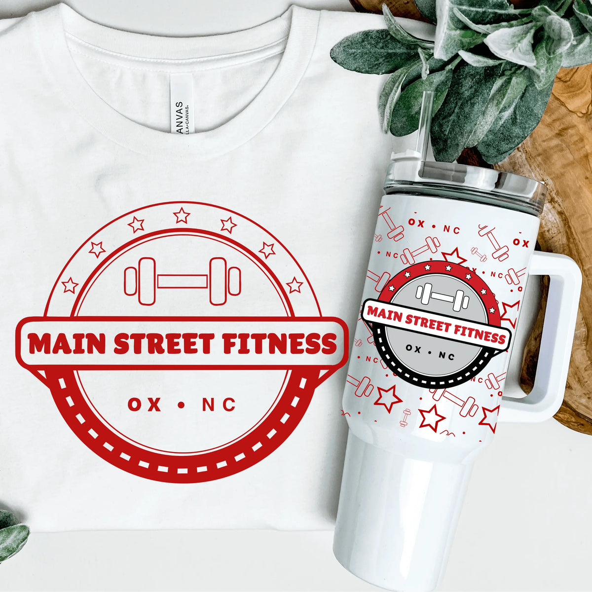 Main Street Fitness 40oz tumbler by Winks Design Studio, LLC, showcasing a large, durable drinkware tumbler with a sleek design.