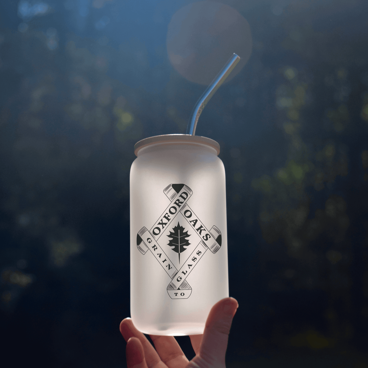 Oxford Oaks Distillery 16oz Glass Can - Winks Design Studio,LLC