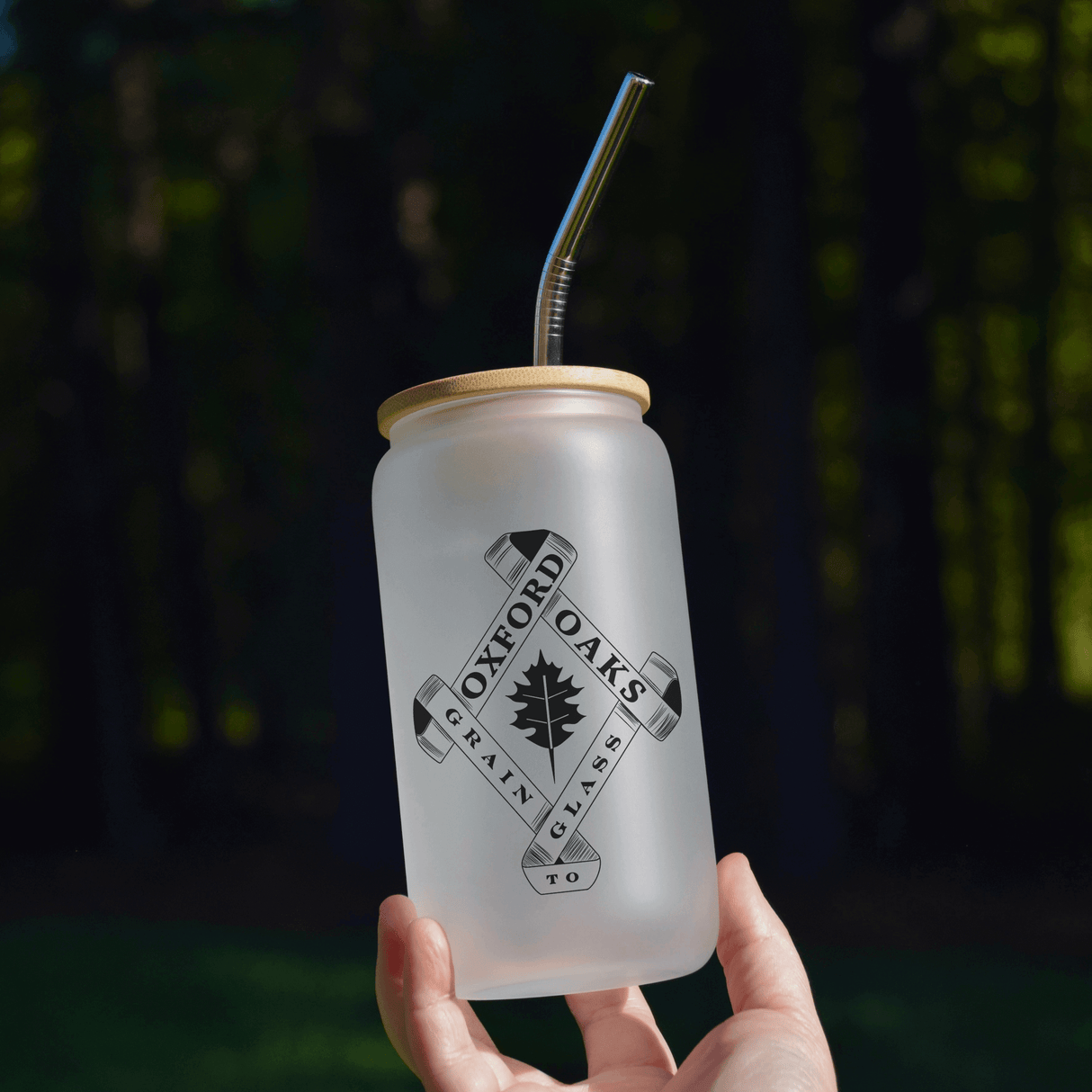 Oxford Oaks Distillery 16oz Glass Can - Winks Design Studio,LLC