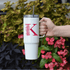 Custom Floral Letter 40oz Tumbler with Handle - Winks Design Studio,LLC