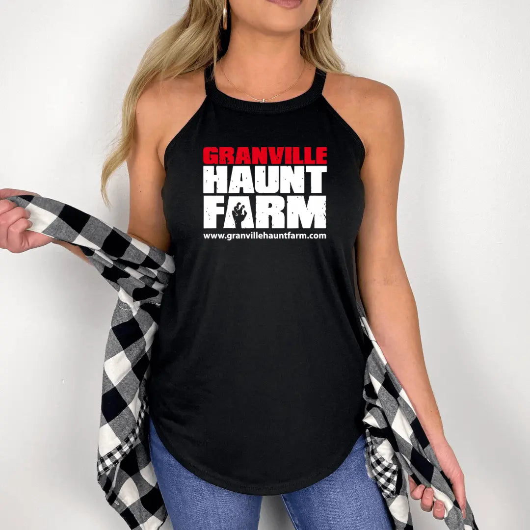 Winks Design Studio LLC Granville Haunt Farm halter top, lightweight tank with halter neckline, casual and stylish for warm weather.