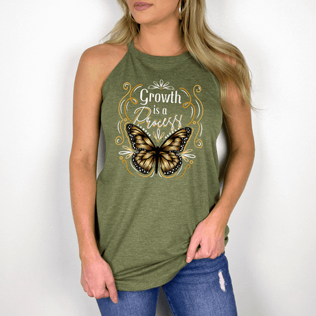 Growth is a Process Halter Tank - Winks Design Studio,LLC