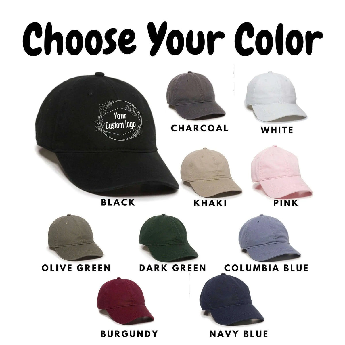 Black twill hat by Winks Design Studio featuring a custom pet ear outline design on the hat&