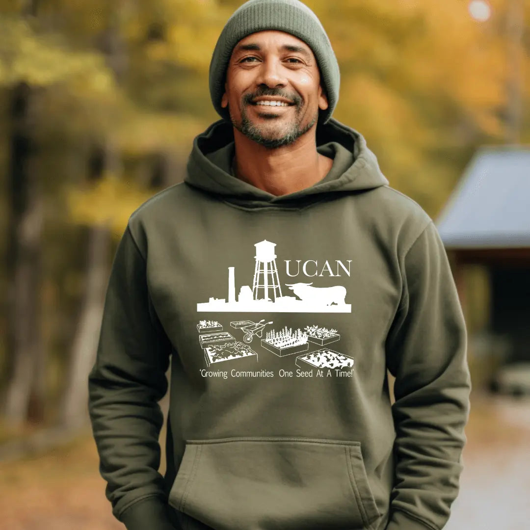 Winks Design Studio LLC UCAN front pouch hoodie in natural color, casual hoodie with front pocket, soft and comfortable fabric.