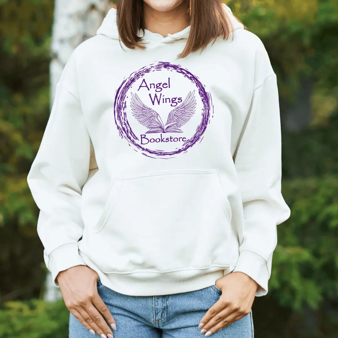Orchid-colored circular hoodie with angel wings design by Winks Design Studio, LLC, showcasing a cozy, stylish apparel piece.