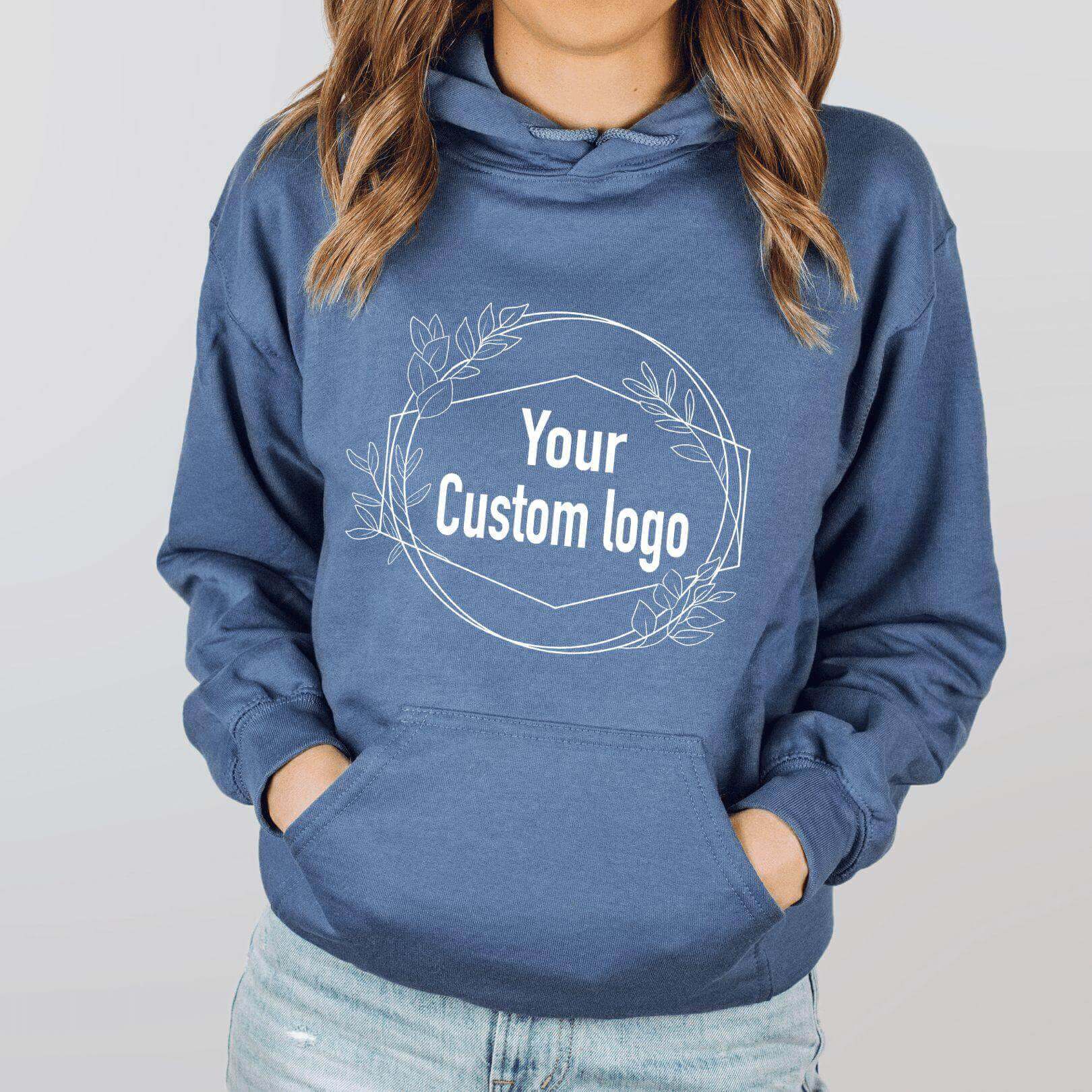 Tobacco Wood Brewing front pouch hoodie by Winks Design Studio, LLC, featuring a soft fabric hoodie with a front pocket and custom design.