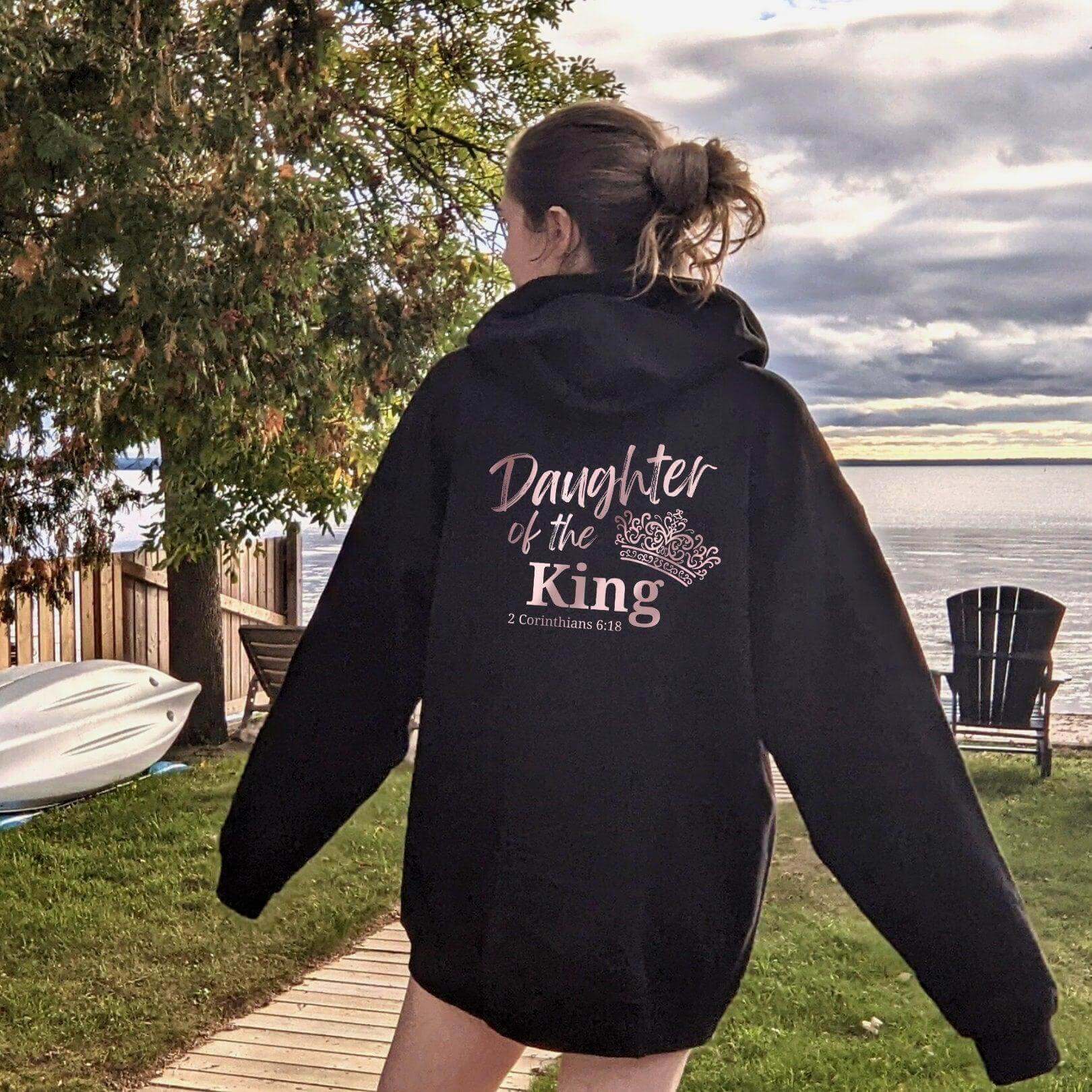Winks Design Studio Daughter Of The King full zip hoodie, soft fabric, featuring elegant design and comfortable fit.