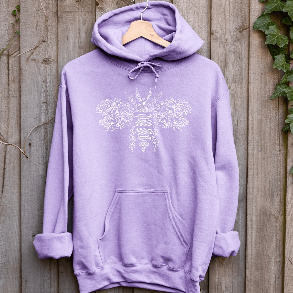 Winks Design Studio LLC SCBA Flower Bee hoodie showing a cozy black hoodie with colorful bee and floral embroidery.