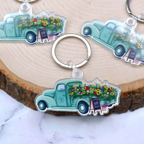 Antique Flower Truck Keychain - Winks Design Studio,LLC