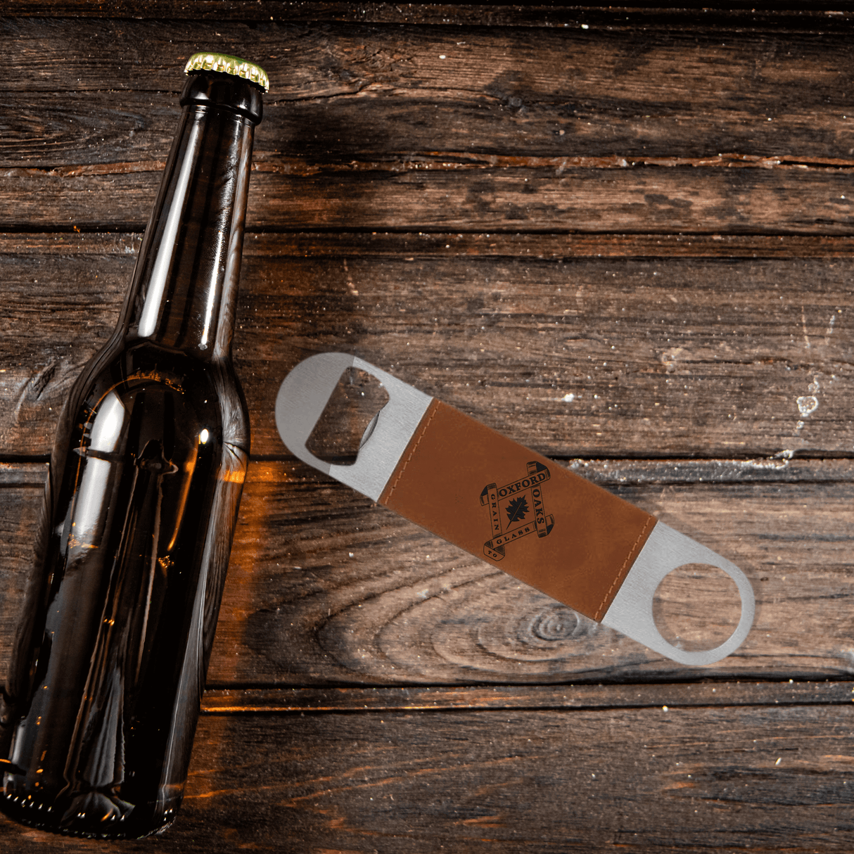 Oxford Oaks Distillery Leather Bottle Opener - Winks Design Studio,LLC