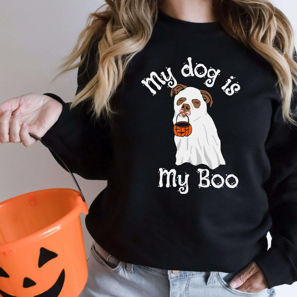 Winks Design Studio LLC long sleeve shirt with "My Dog Is My Boo" slogan, featuring a cozy, casual style for dog lovers.