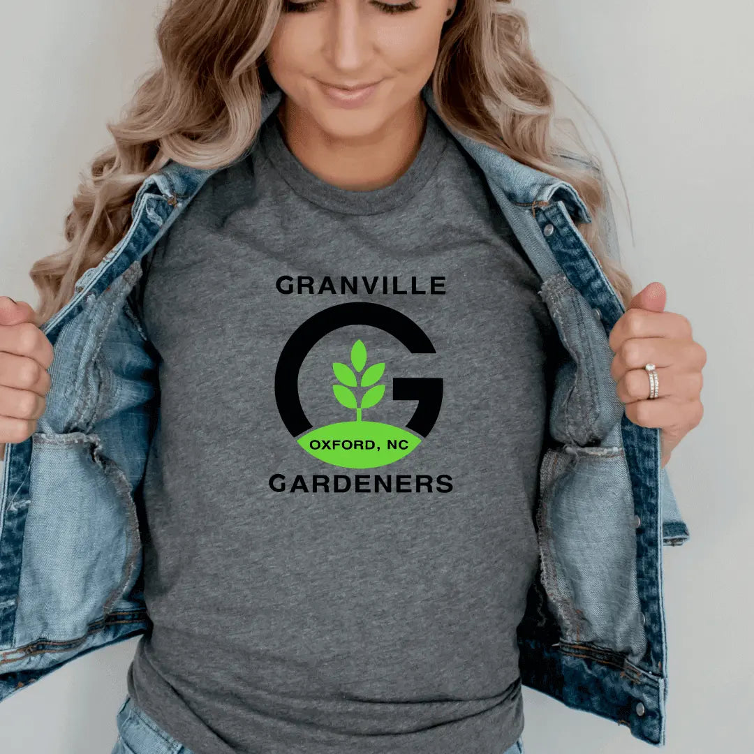 White Granville Gardeners Long Sleeve shirt by Winks Design Studio, LLC, featuring a comfortable fit and garden-themed design.