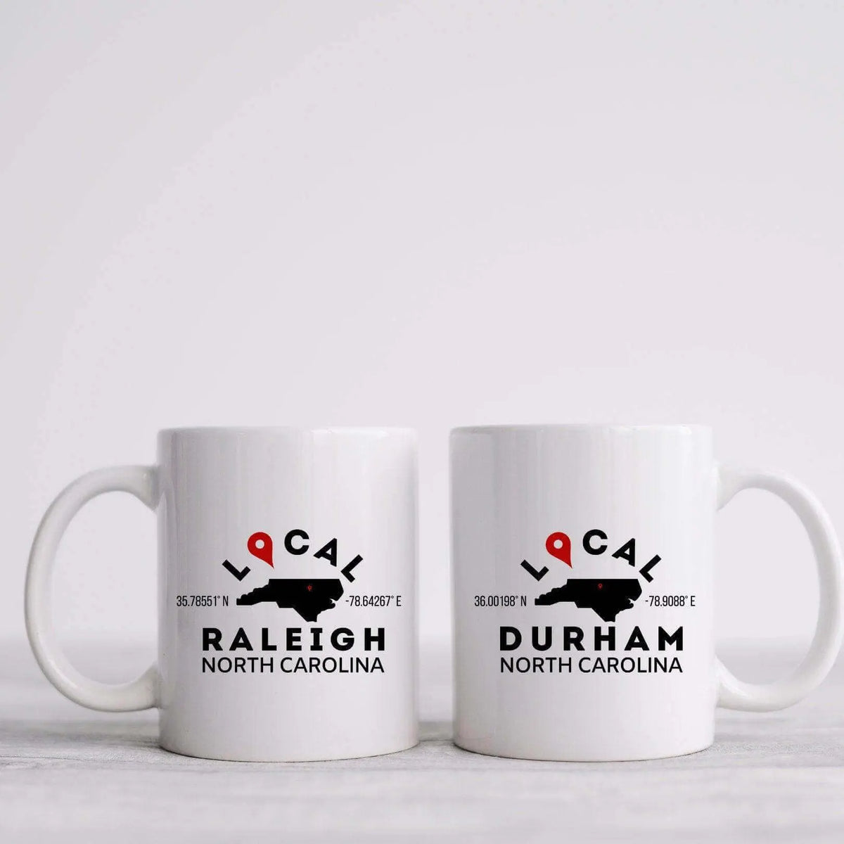 Custom city and state 15 oz ceramic mug by Winks Design Studio, LLC, featuring a personalized design on a white ceramic mug.