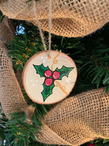 Christmas Ornament, Holly Leaves and Berries - Winks Design Studio,LLC