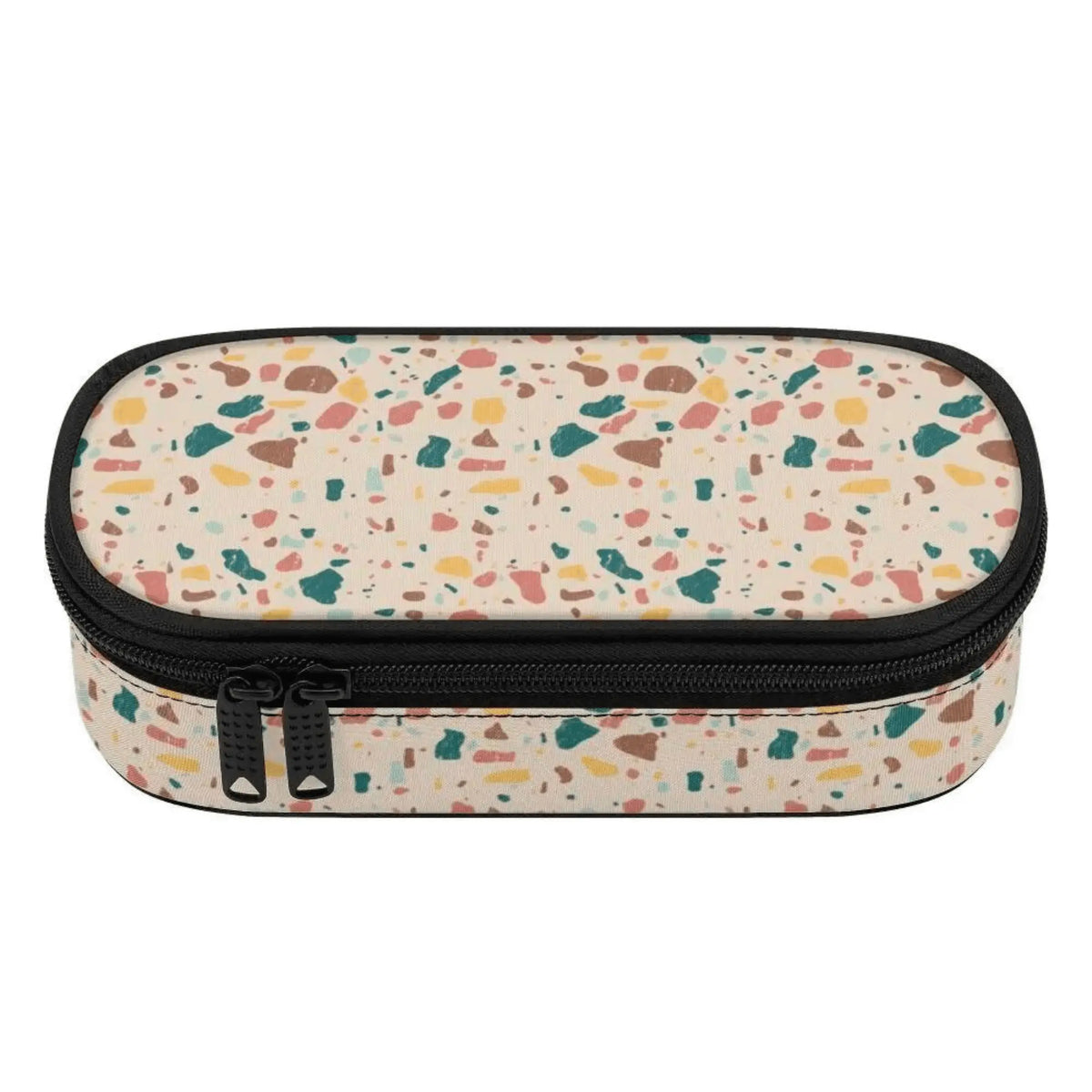 Winks Design Studio terrazzo 3-layer pen and pencil case with multiple compartments for organization and style.