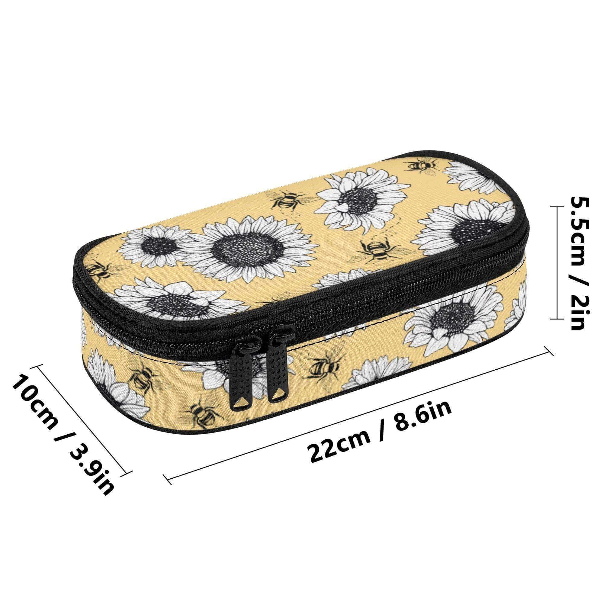 Winks Design Studio LLC yellow sunflower 3-layer purse organizer pencil case with multiple compartments for organization
