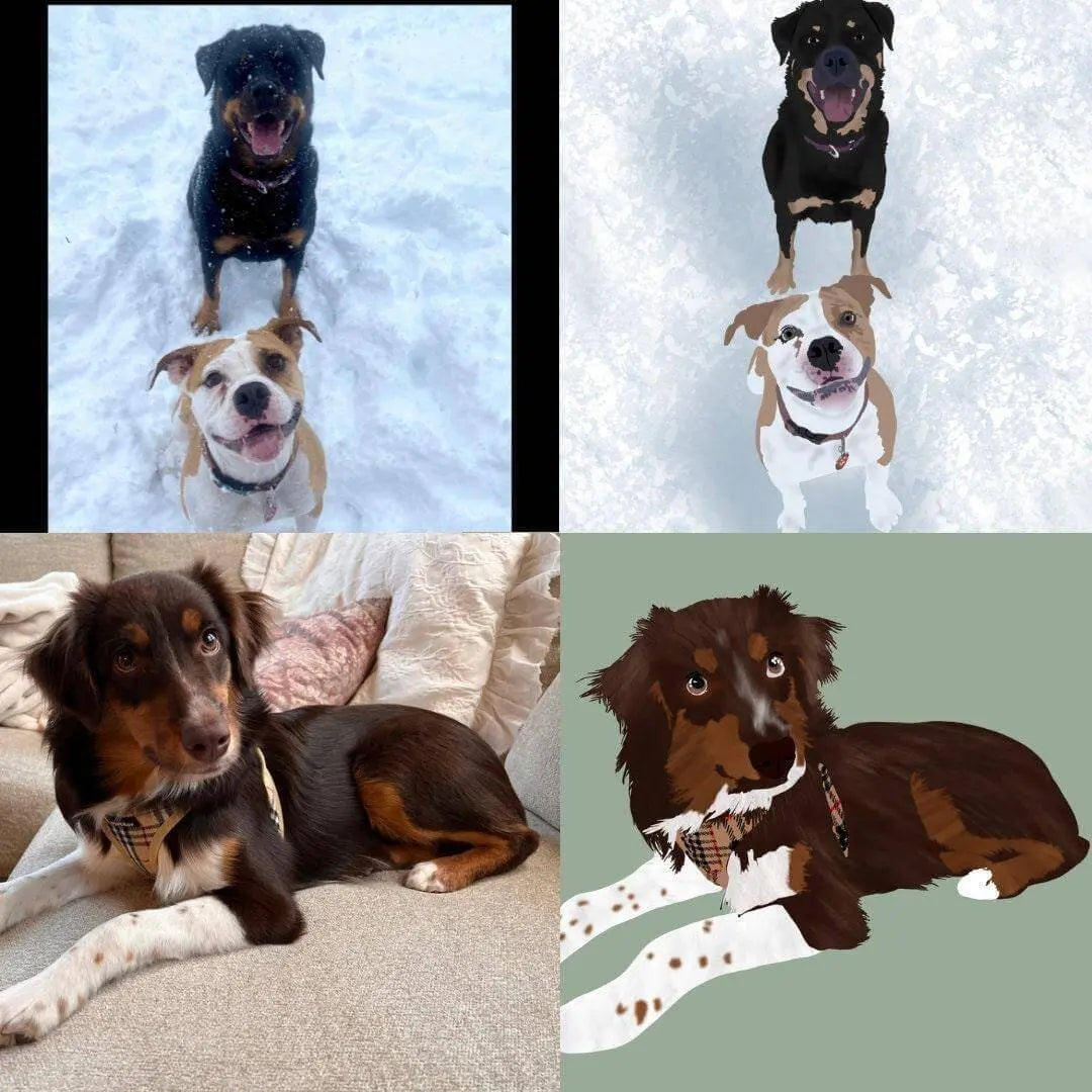 Personalized pet portrait from photo by Winks Design Studio, LLC showing a custom pet artwork on canvas.