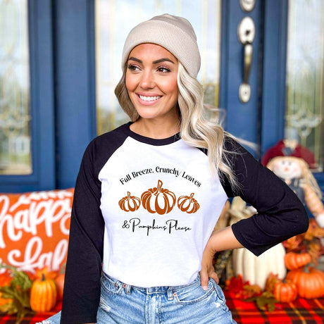 Pumpkins Please Fall Raglan T-Shirt - Winks Design Studio,LLC