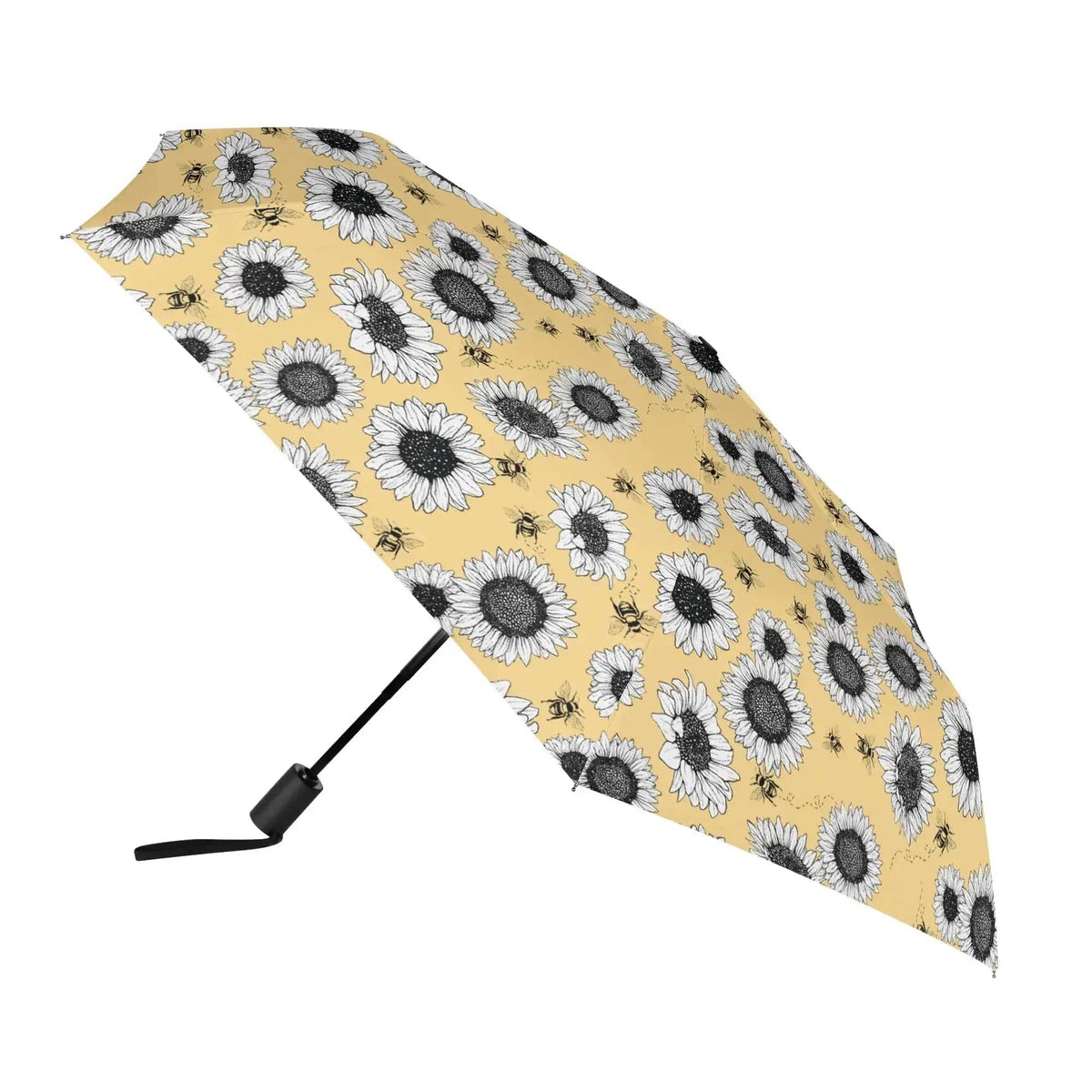 Sunflower rain umbrella by Winks Design Studio, LLC, featuring bright sunflower pattern and sturdy canopy for rainy days.
