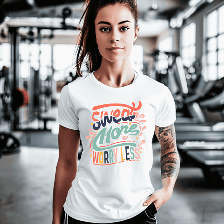 Sweat More Worry Less T-shirt - Winks Design Studio,LLC