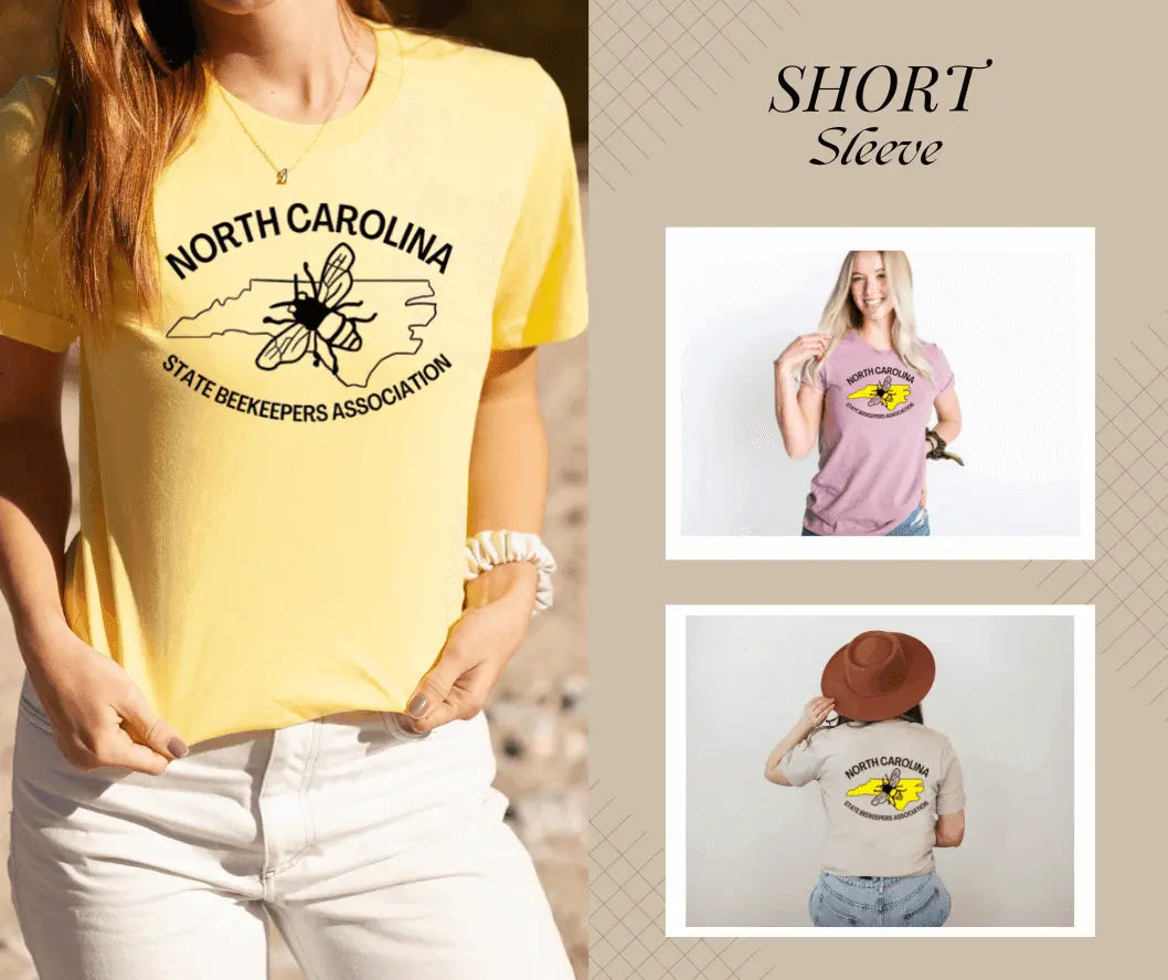 Small yellow NCSBA short sleeve T-shirt by Winks Design Studio, LLC, displayed flat with round neckline and short sleeves.