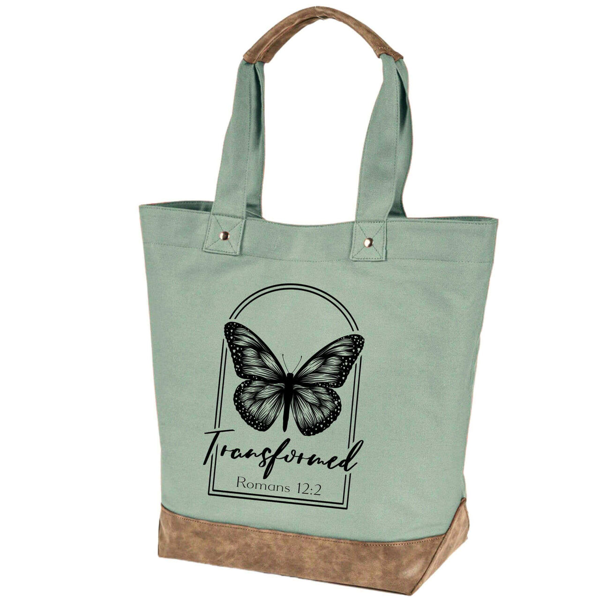 Butterfly Canvas Resort Tote - Transformed Romans 12:2 - Winks Design Studio,LLC