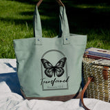 Butterfly Canvas Resort Tote - Transformed Romans 12:2 - Winks Design Studio,LLC