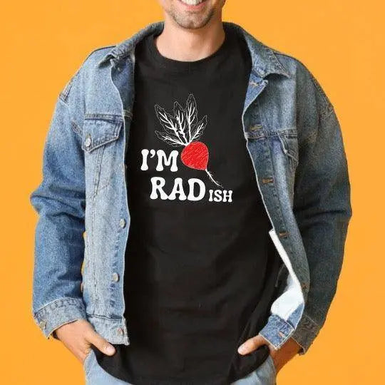 Black I’m Radish T-shirt by Winks Design Studio, LLC, featuring a playful radish graphic on the front.