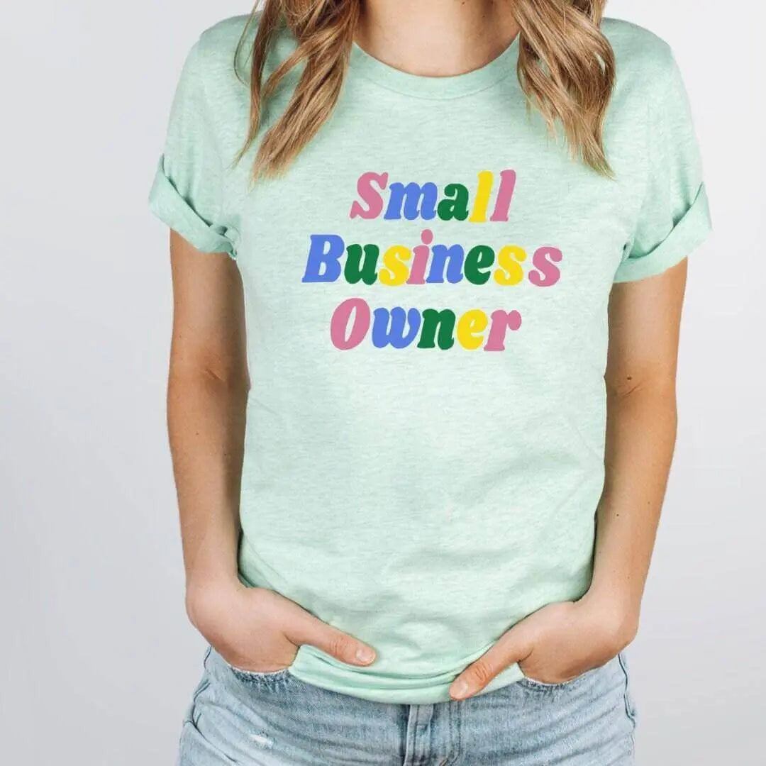 Black Small Business Owner T-shirt by Winks Design Studio, LLC featuring colorful design and comfortable fit.