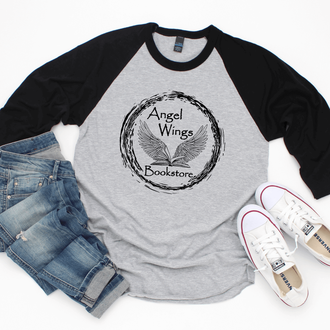 Angel Wings Bookstore Raglan Baseball T-Shirt - Winks Design Studio,LLC