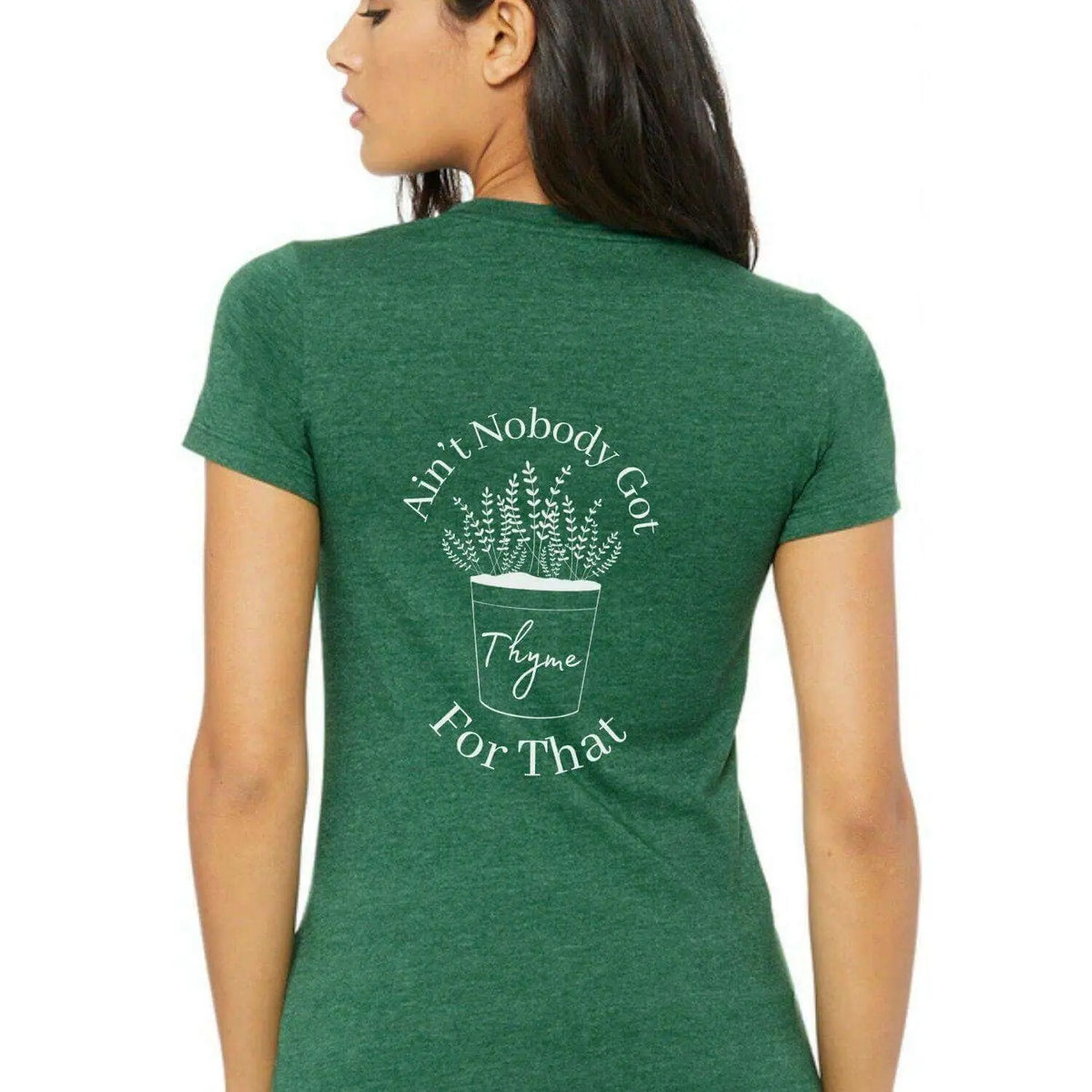 Blue Winks Design Studio LLC T-shirt featuring the "Ain’t Nobody Got Thyme For That" slogan, casual fit, small size.