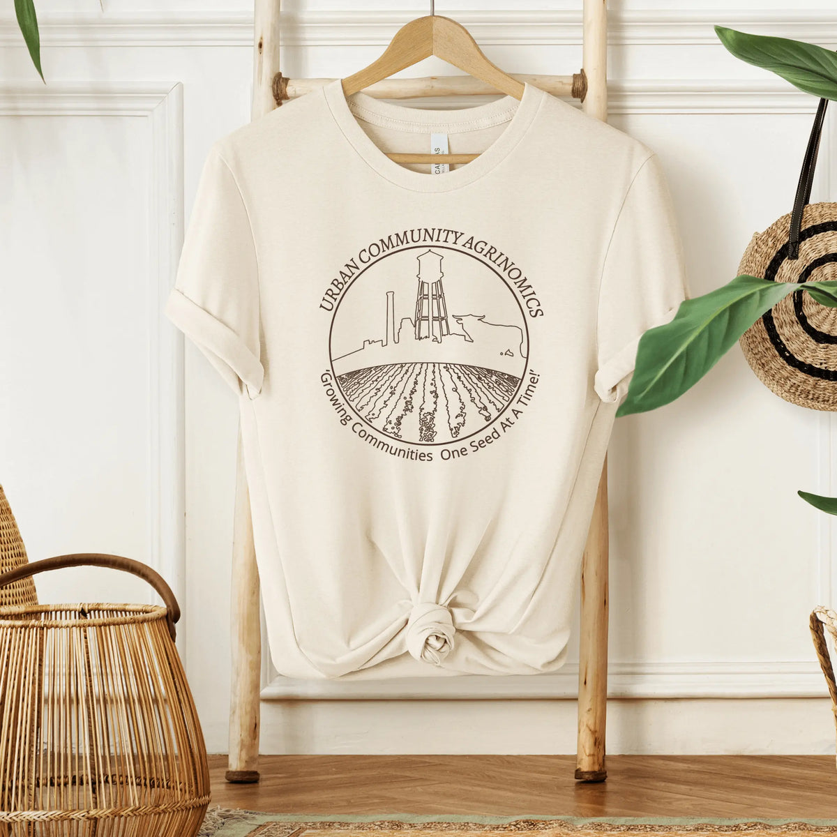 Winks Design Studio LLC UCAN short sleeve T-shirt in natural color, casual fit, lightweight cotton, front graphic design.