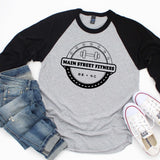 Main Street Fitness Raglan Baseball T-Shirt - Winks Design Studio,LLC