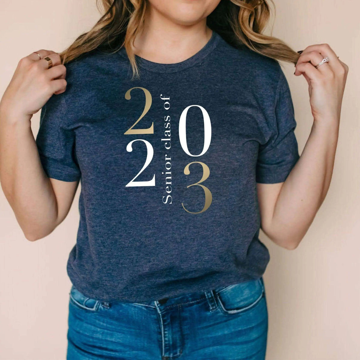 Black Senior Class of 2023 T-shirt by Winks Design Studio, LLC featuring a comfortable fit and graduation-themed design.