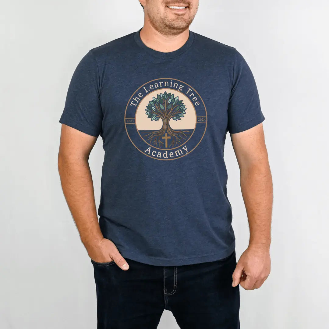 Brown The Learning Tree Academy T-shirt by Winks Design Studio, LLC, featuring a comfortable fit and school-themed graphic.