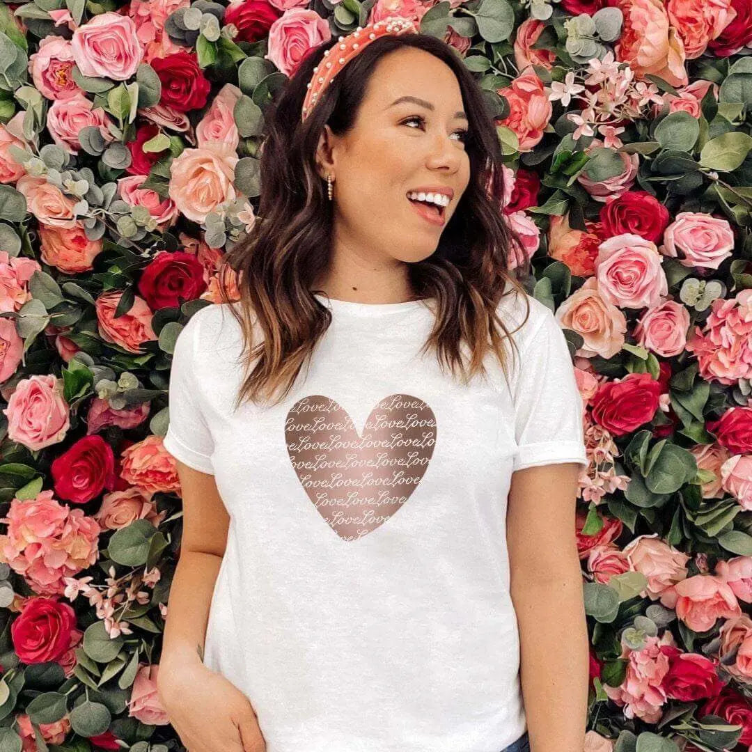 Copper Heart T-shirt by Winks Design Studio, LLC, featuring a small copper heart graphic on a casual shirt.