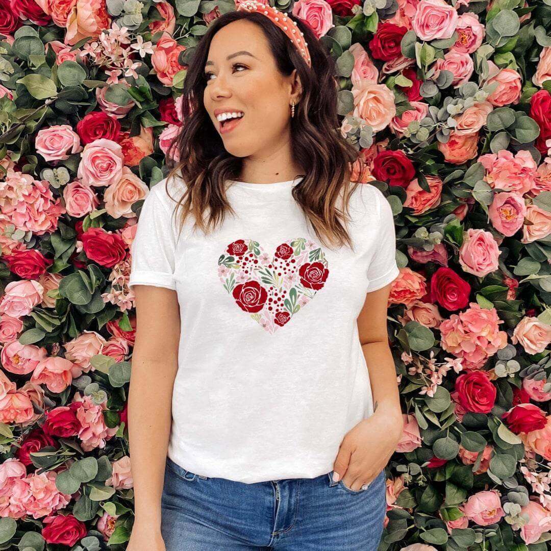 Flower Heart Tee - Blooming with Love – Winks Design Studio,LLC