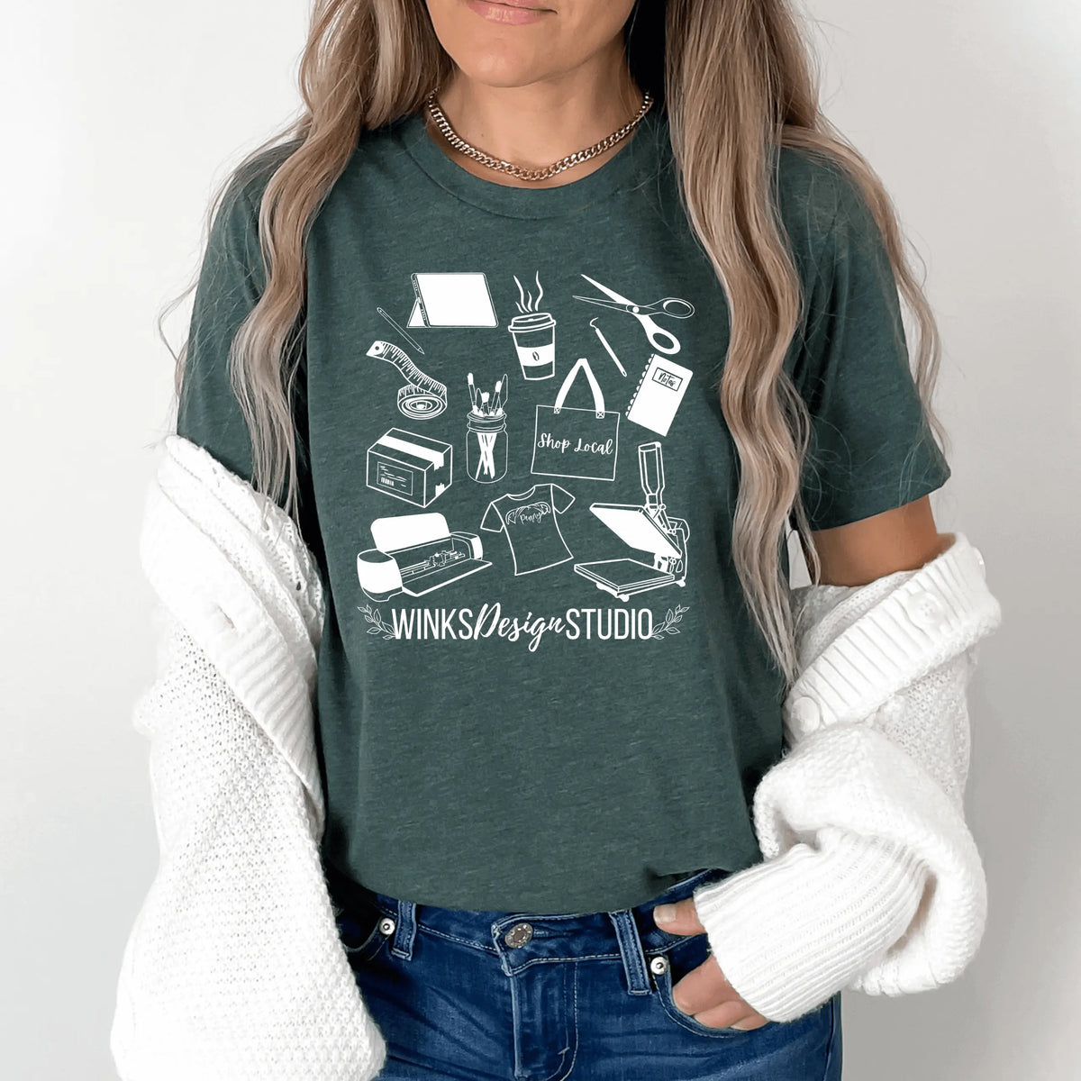 Winks Design Studio LLC WDS pattern short sleeve T-shirt with a forest design, casual men&