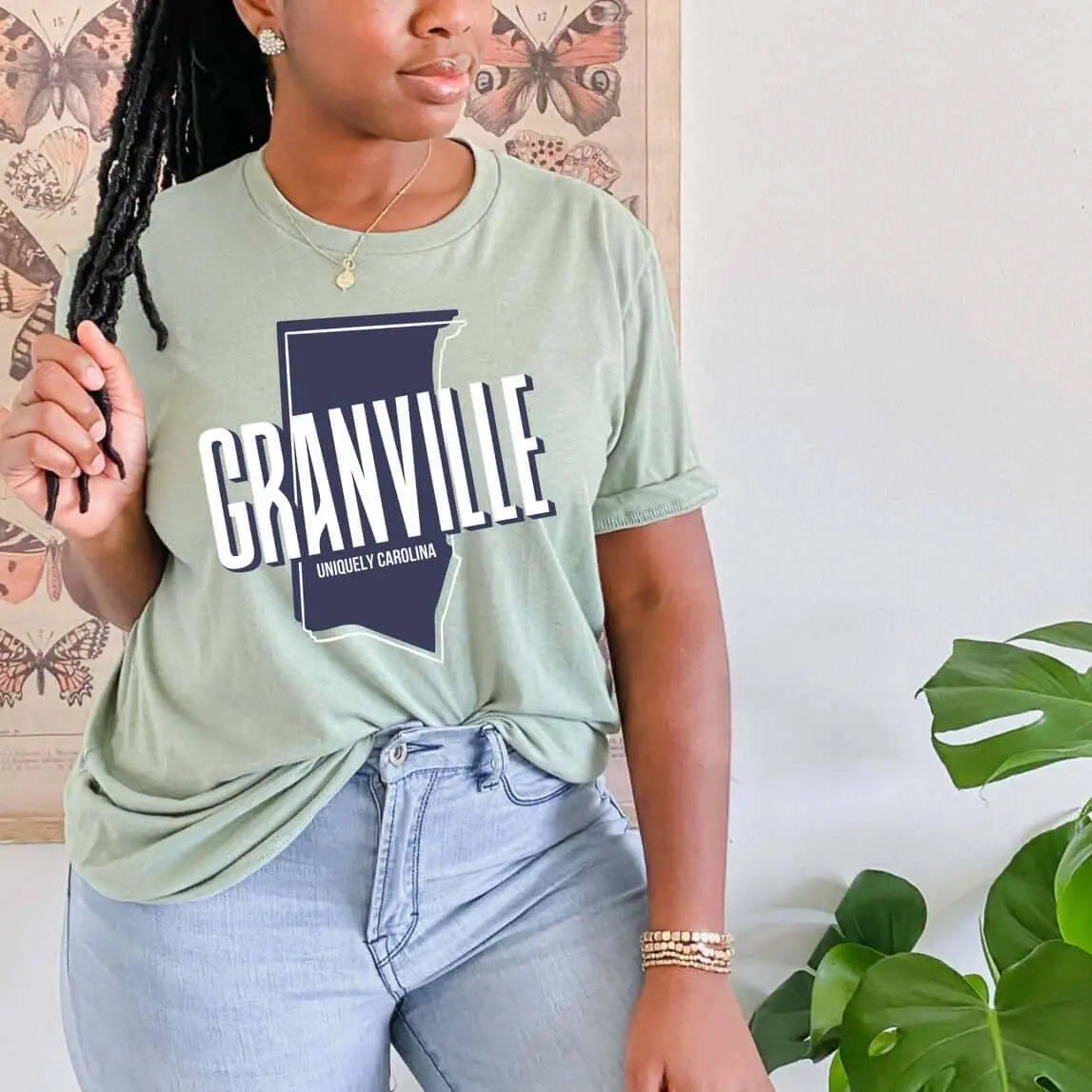 Winks Design Studio LLC Granville NC Map T-shirt showing a detailed map design on a casual T-shirt.