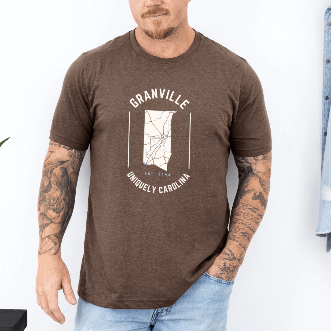 Granville NC Map T-Shirt - Winks Design Studio,LLC