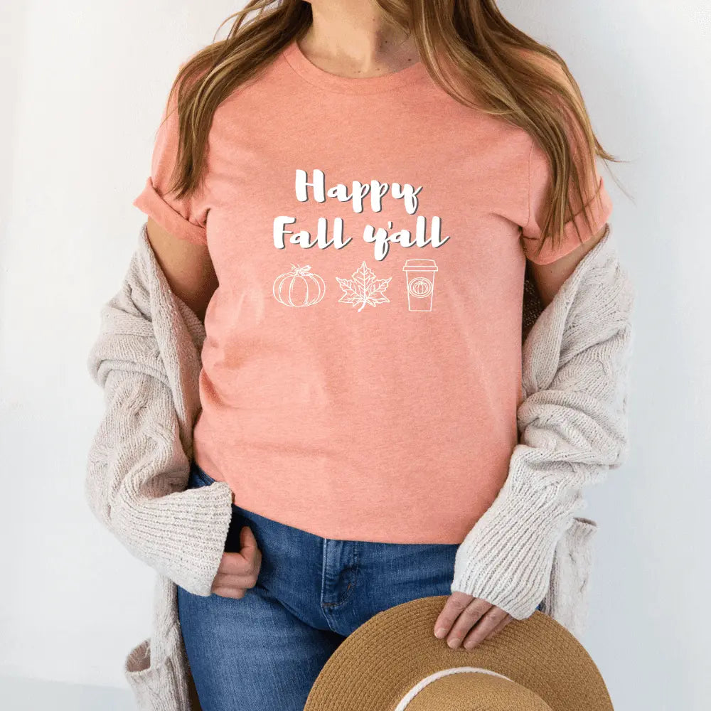 Heather prism T-shirt by Winks Design Studio LLC featuring "Happy Fall Y&