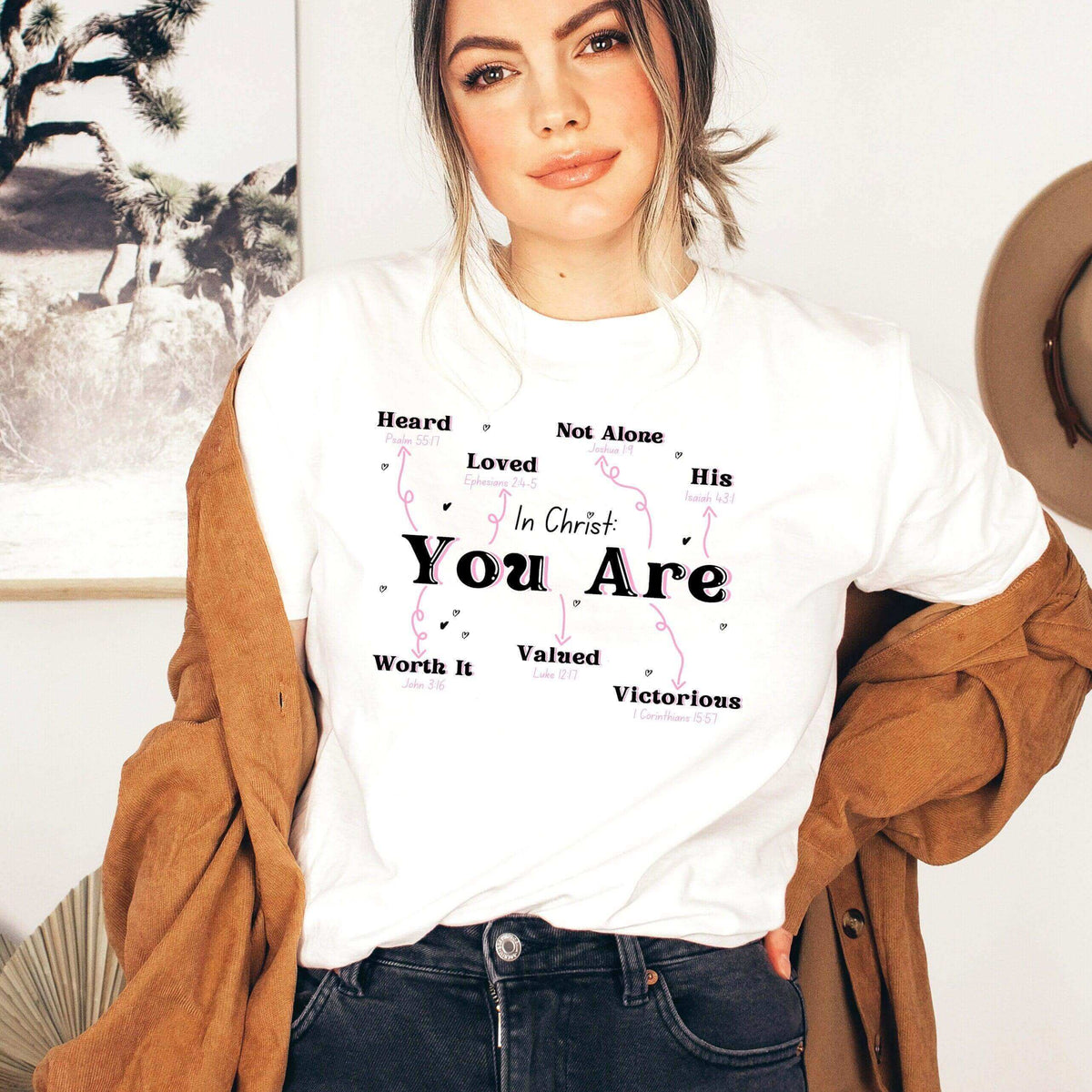 Winks Design Studio LLC In Christ You Are T-shirt featuring a comfortable fit and positive message displayed on the front.