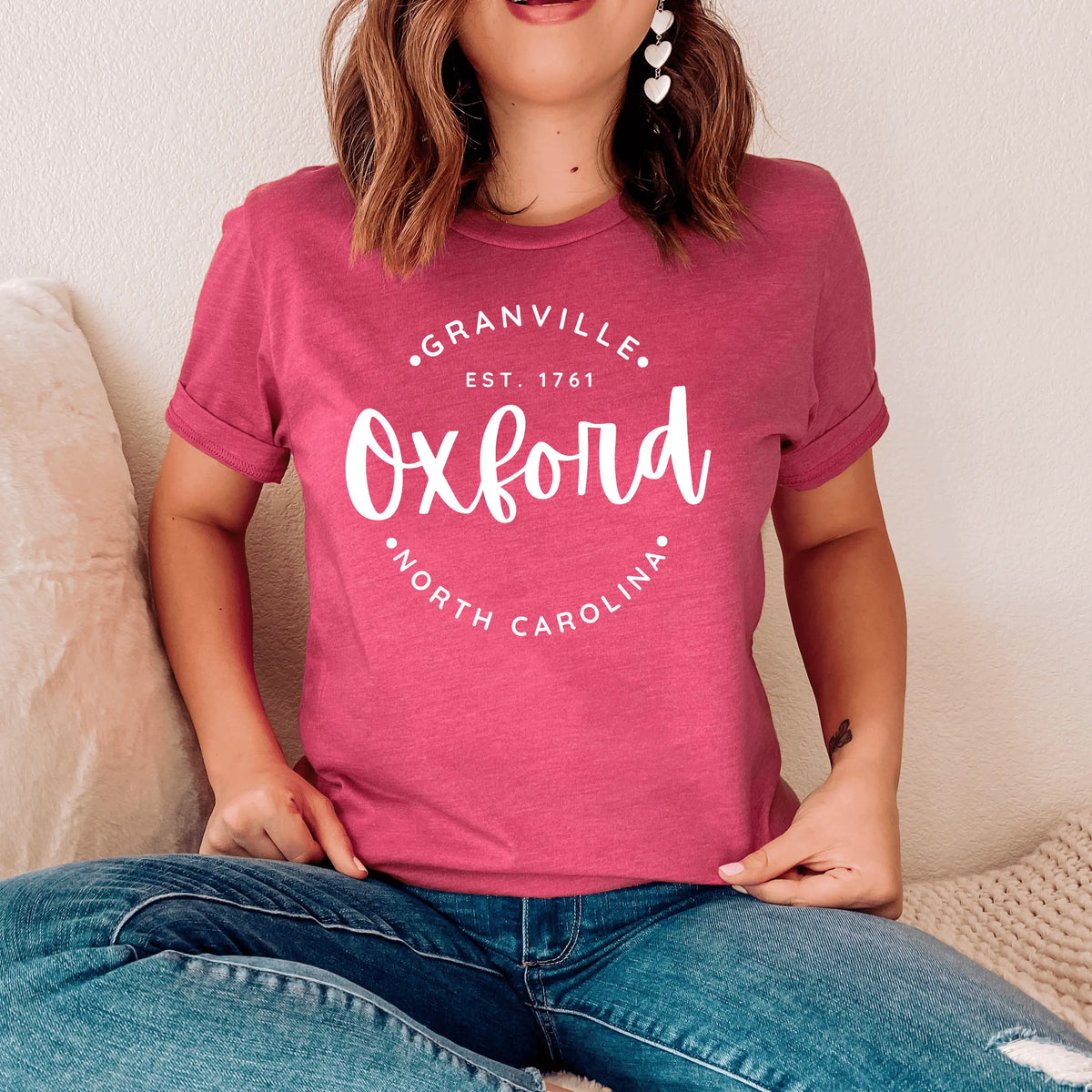 Winks Design Studio LLC Oxford Circular Tee, small size, classic crew neck T-shirt in soft cotton fabric.