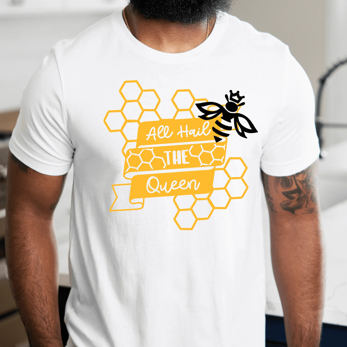 Winks Design Studio LLC SCBA All Hail The Queen T-shirt, black cotton T-shirt with bold white text, casual fit and comfortable design.