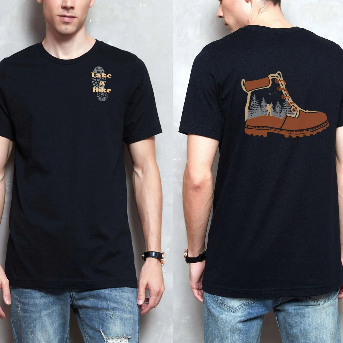 Winks Design Studio LLC Take A Hike T-shirt in small size featuring outdoorsy graphic design and casual fit.